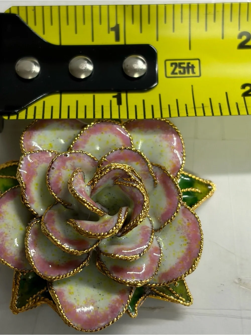 NYCO Cloisonné Enamel Rose Flower Brooch Pin By Nikki Yassaman
